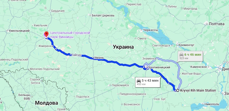 Поезд Кривой Рог - Винница